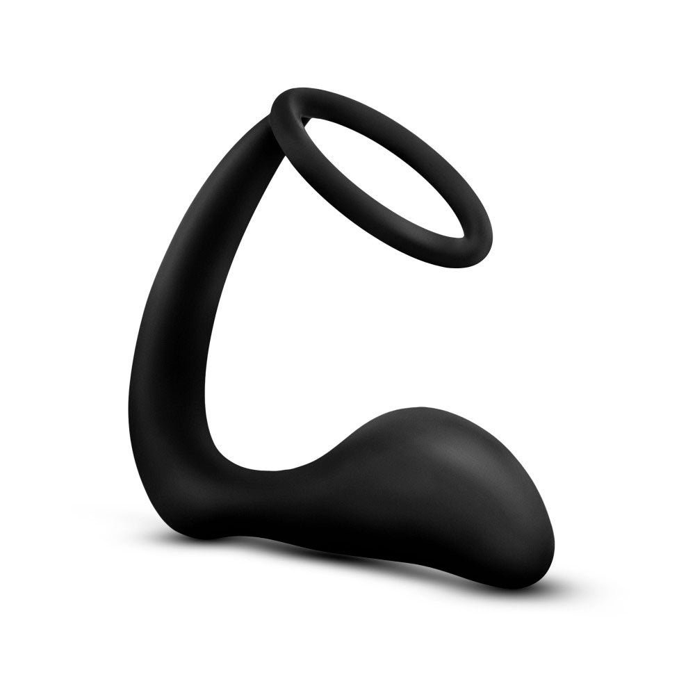 Anal Adventures Platinum Cock Ring Plug – Black