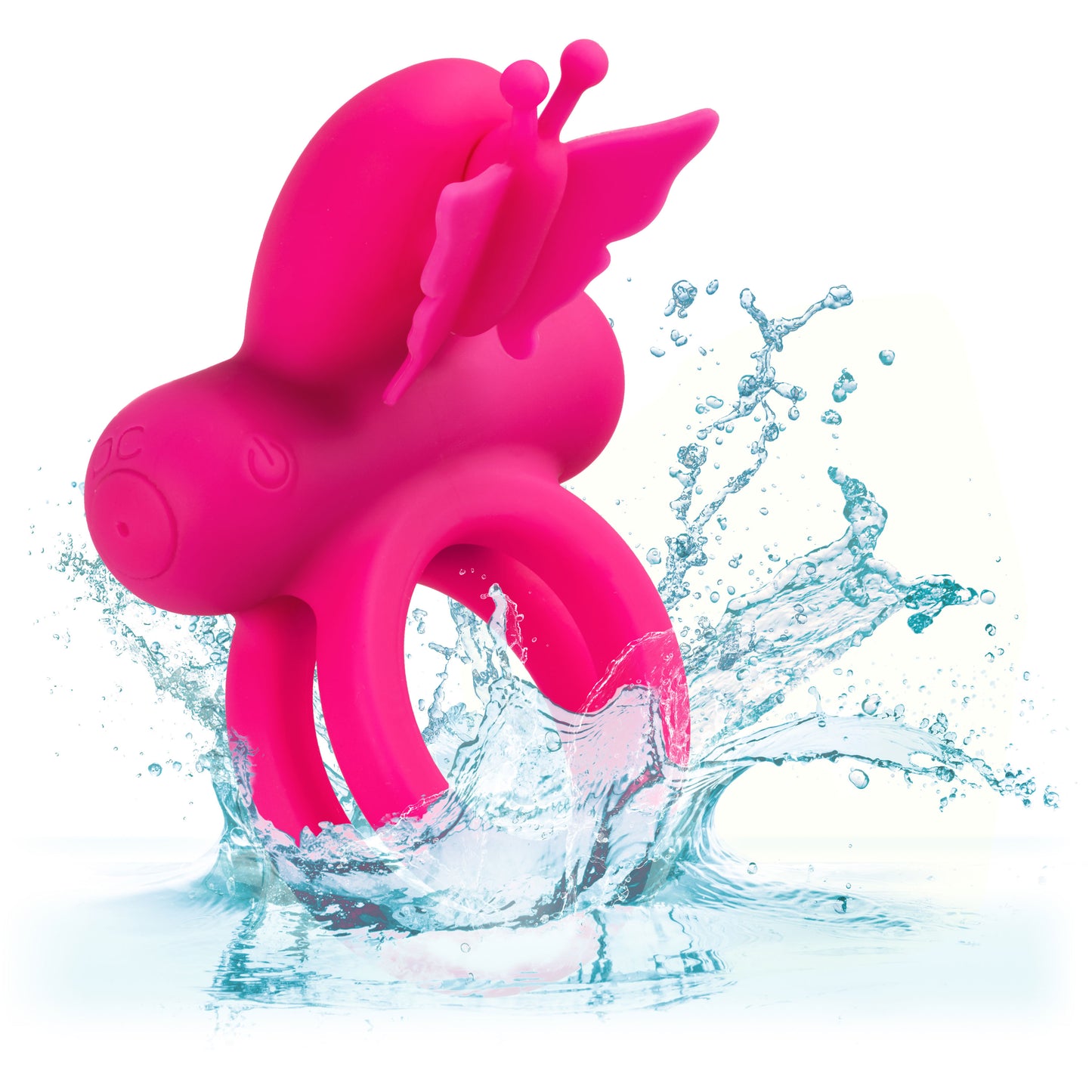 CalExotics Silicone Rechargeable Dual Butterfly Ring – Pink