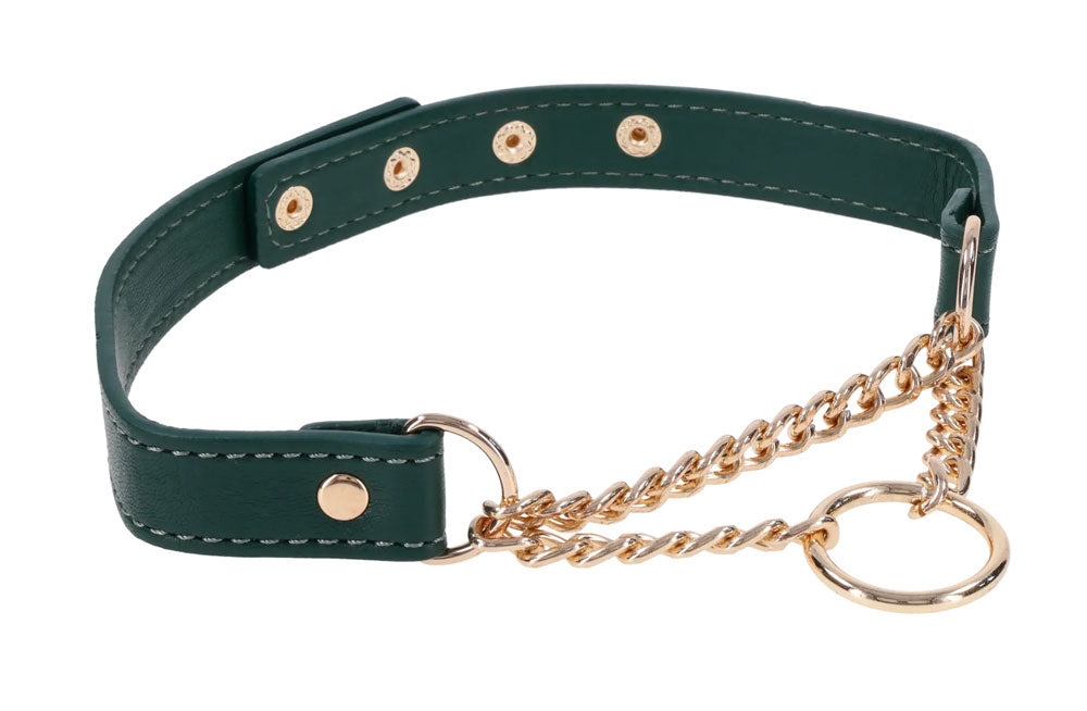 Indica Day Collar - Adjustable Faux Leather Collar with Gold Hardware - Green