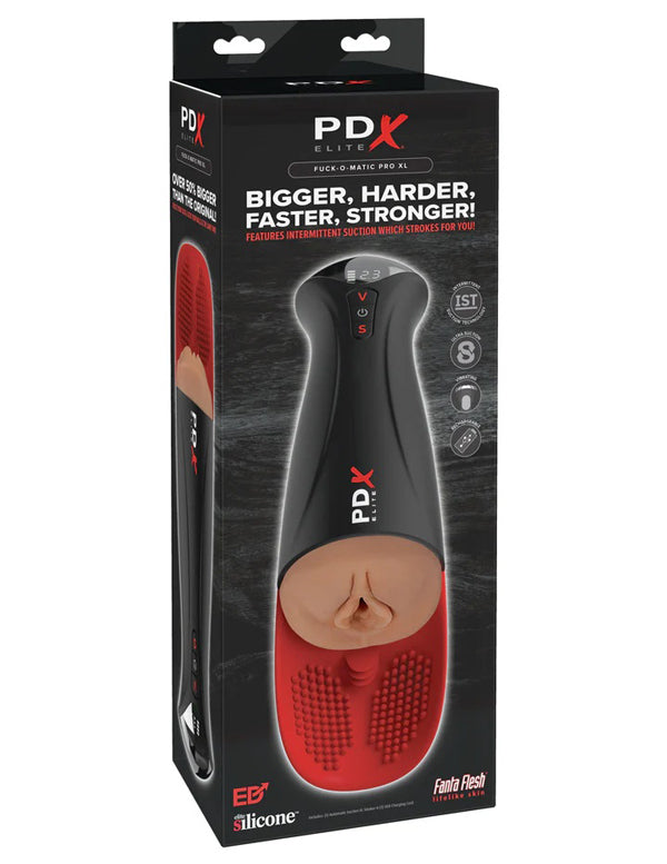 Pipedream PDX Elite Fuck-O-Matic Pro XL - Rechargeable Vibrating Stroker - Brown