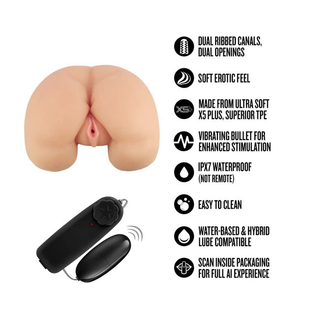 Enlust Talia Realistic Masturbator with Dual Openings and Vibrating Bullet - Beige