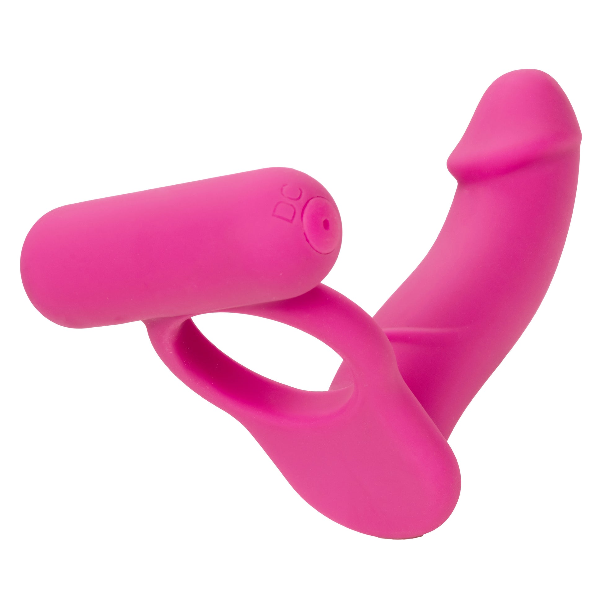 CalExotics Silicone Rechargeable Double Diver - Pink - Multi-Function Vibrating Cock Ring