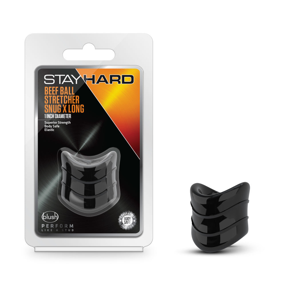 Stay Hard Beef Ball Stretcher Snug X Long - Scrotum Stretcher - Black