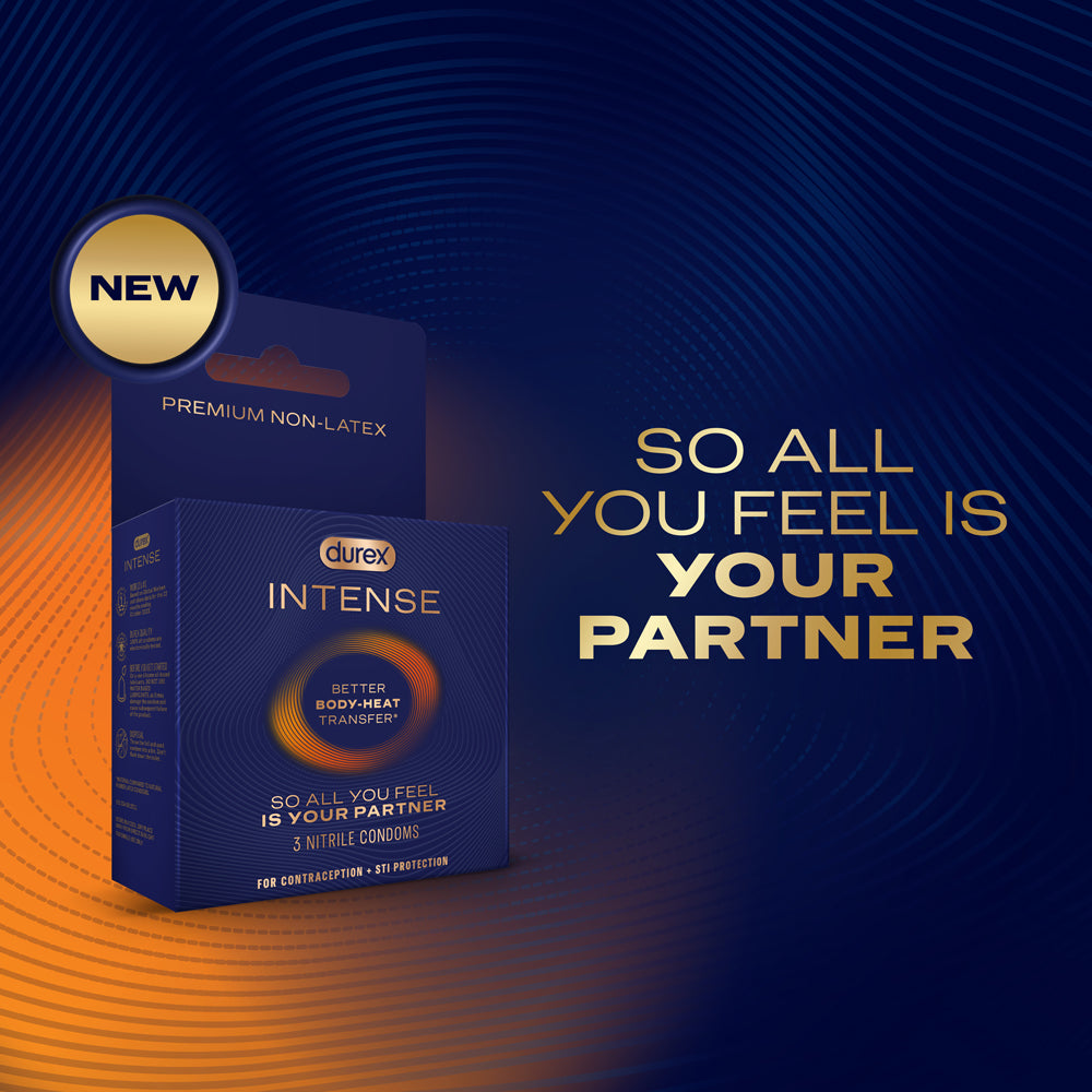 Durex Intense Nitrile Condoms 3 Pack - Ultra Thin, Pre-Lubricated, Latex Free