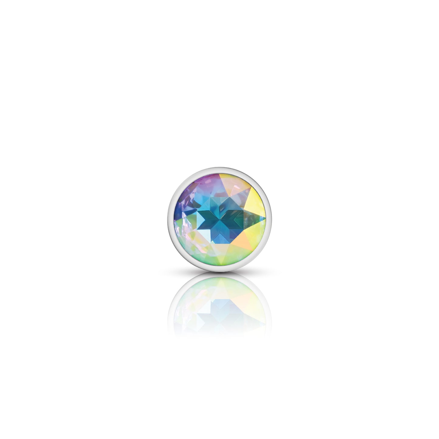 Cheeky Charms Clear Iridescent Round Gem Anal Plug - Small