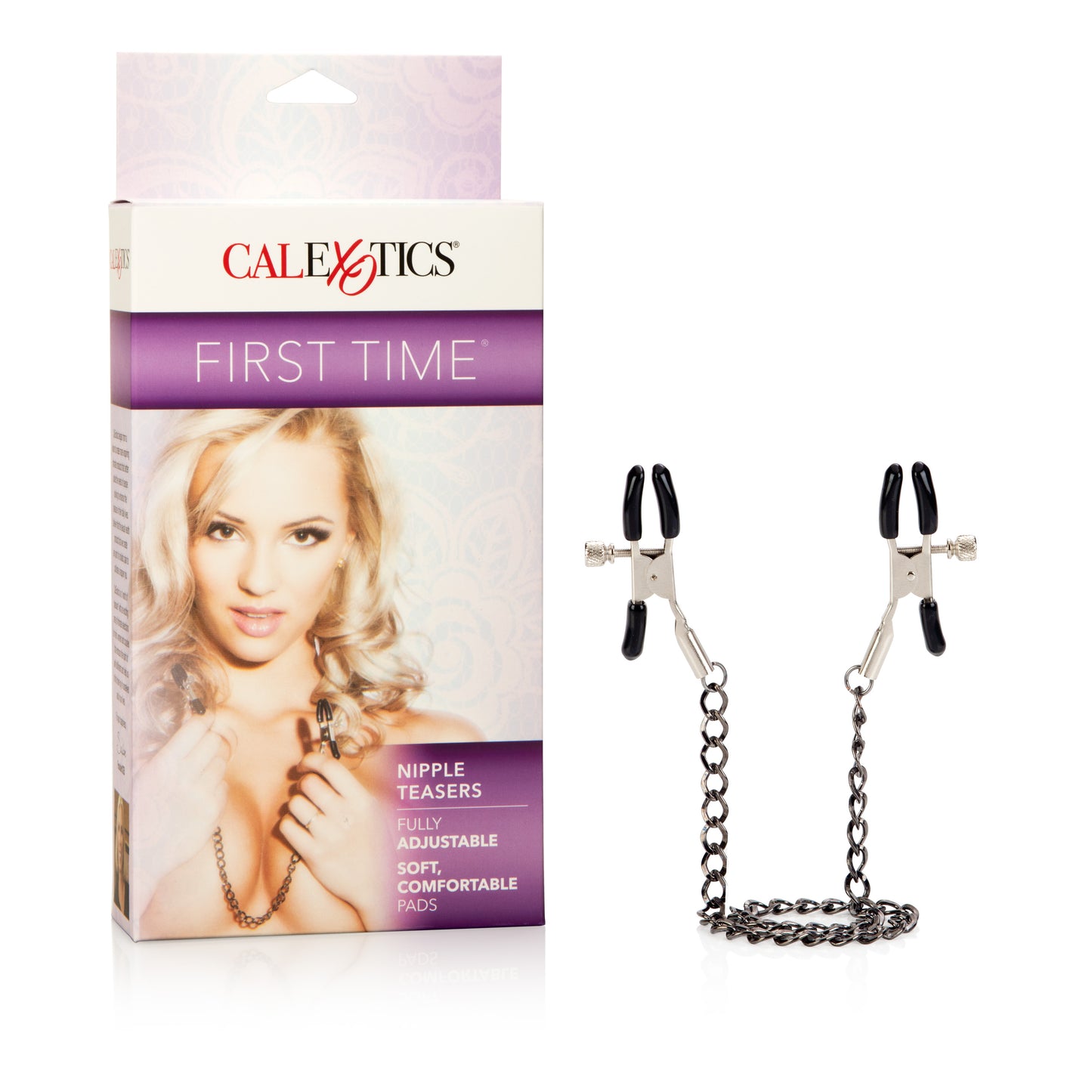 CalExotics First Time Fetish Nipple Teasers – Fully Adjustable Clamps – Silver