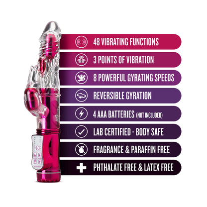 Blush Sexy Things Frisky Rabbit Vibrator - Pink - Multi-Function with Gyration and Vibration