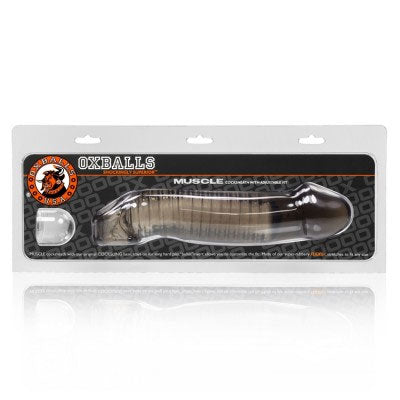 Oxballs Muscle Smooth Cocksheath - Gray - Soft TPR Cock Enhancer