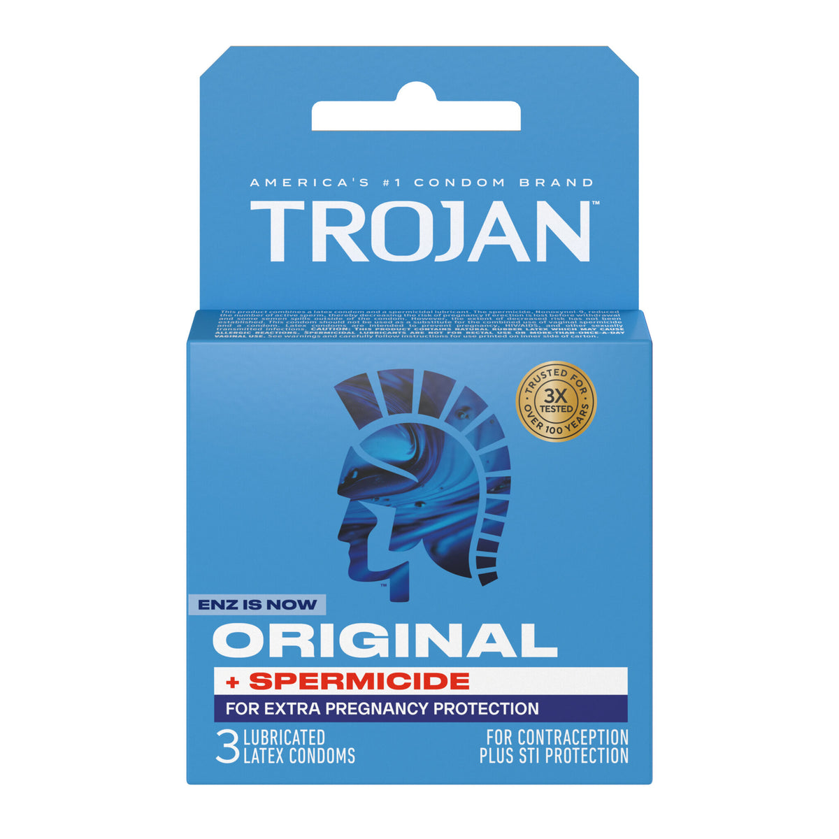 Trojan ENZ Armor Spermicidal Lubricated Condoms - 3 Pack - Latex