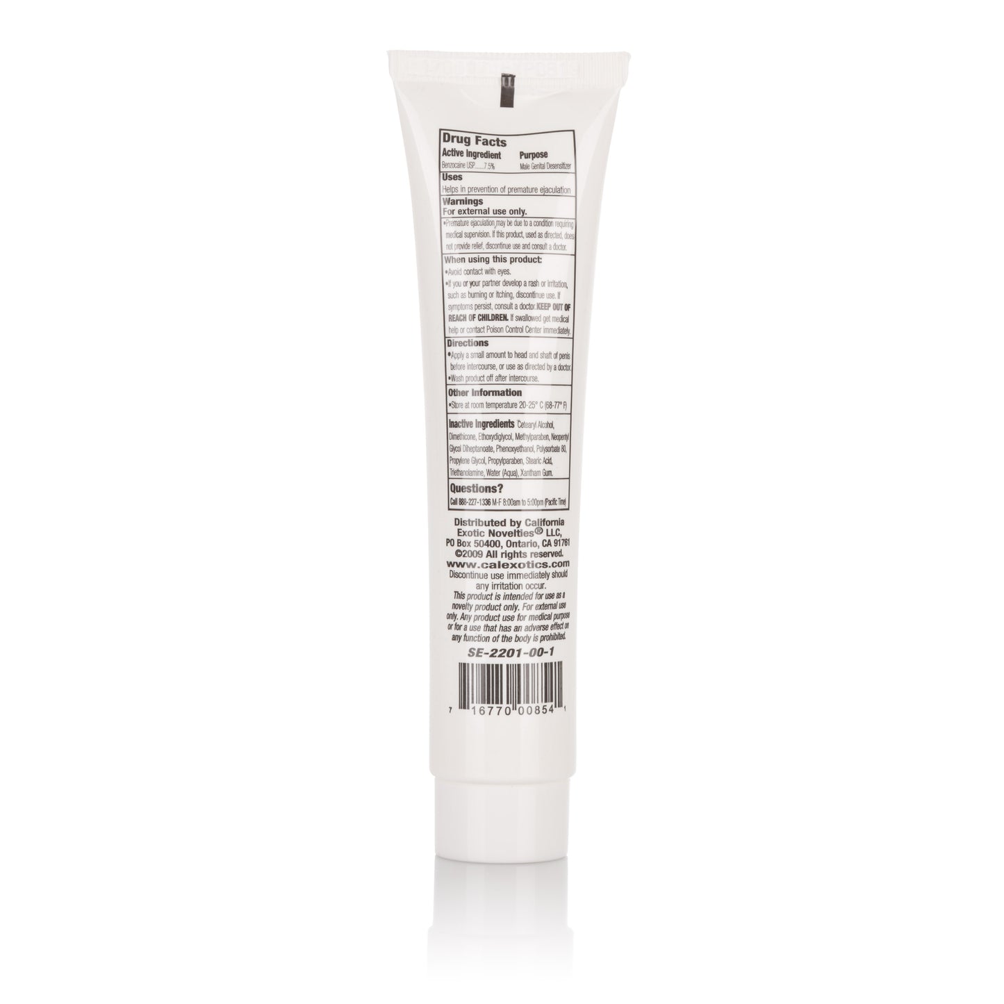 CalExotics Sta-Hard Cream - Desensitizing Formula with 7.5% Benzocaine - 2 Fl. Oz.