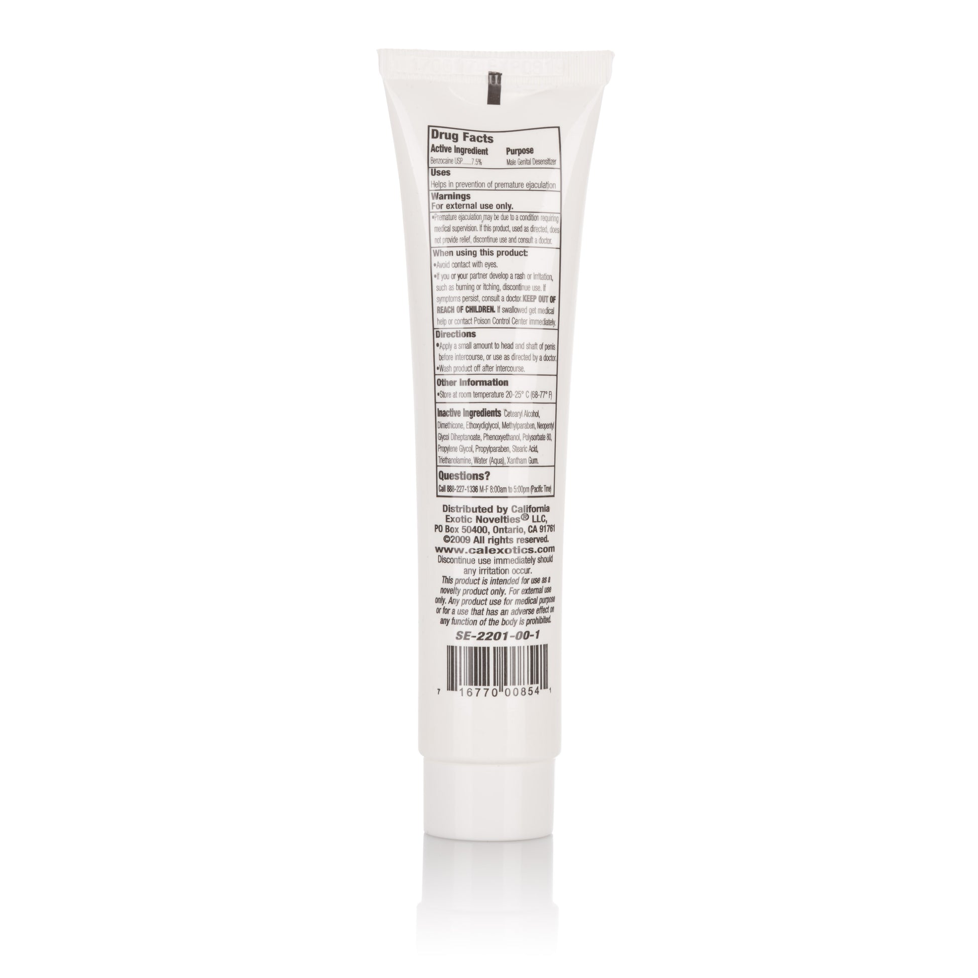 CalExotics Sta-Hard Cream - Desensitizing Formula with 7.5% Benzocaine - 2 Fl. Oz.
