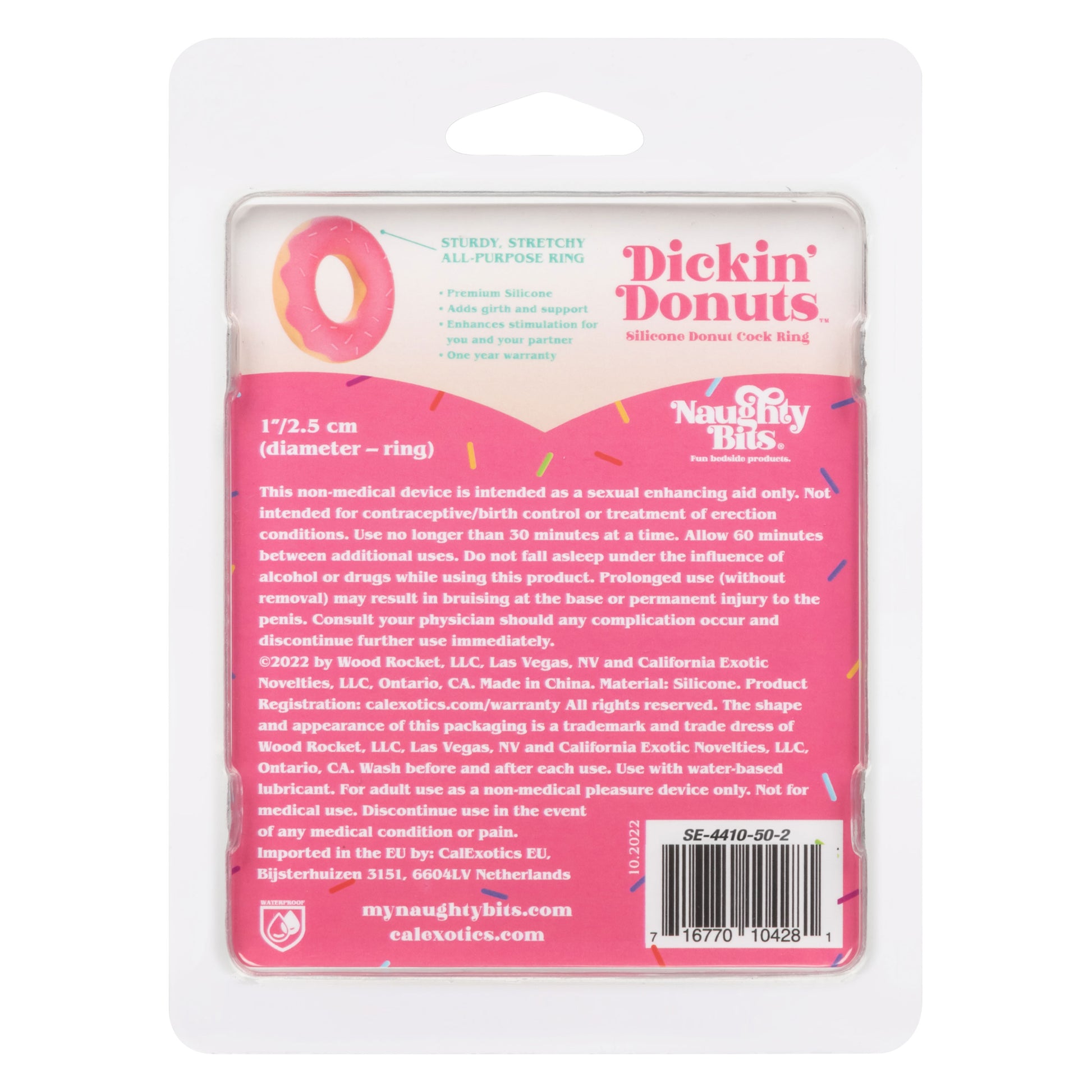 CalExotics Naughty Bits Dickin' Donuts Silicone Donut Cock Ring - Pink
