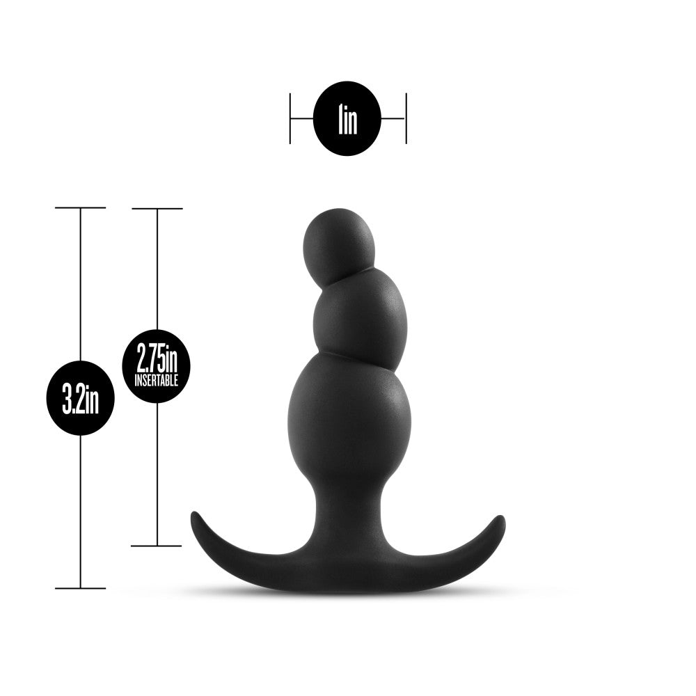 Anal Adventures Platinum Stacked Plug - Black - Silicone Anal Toy
