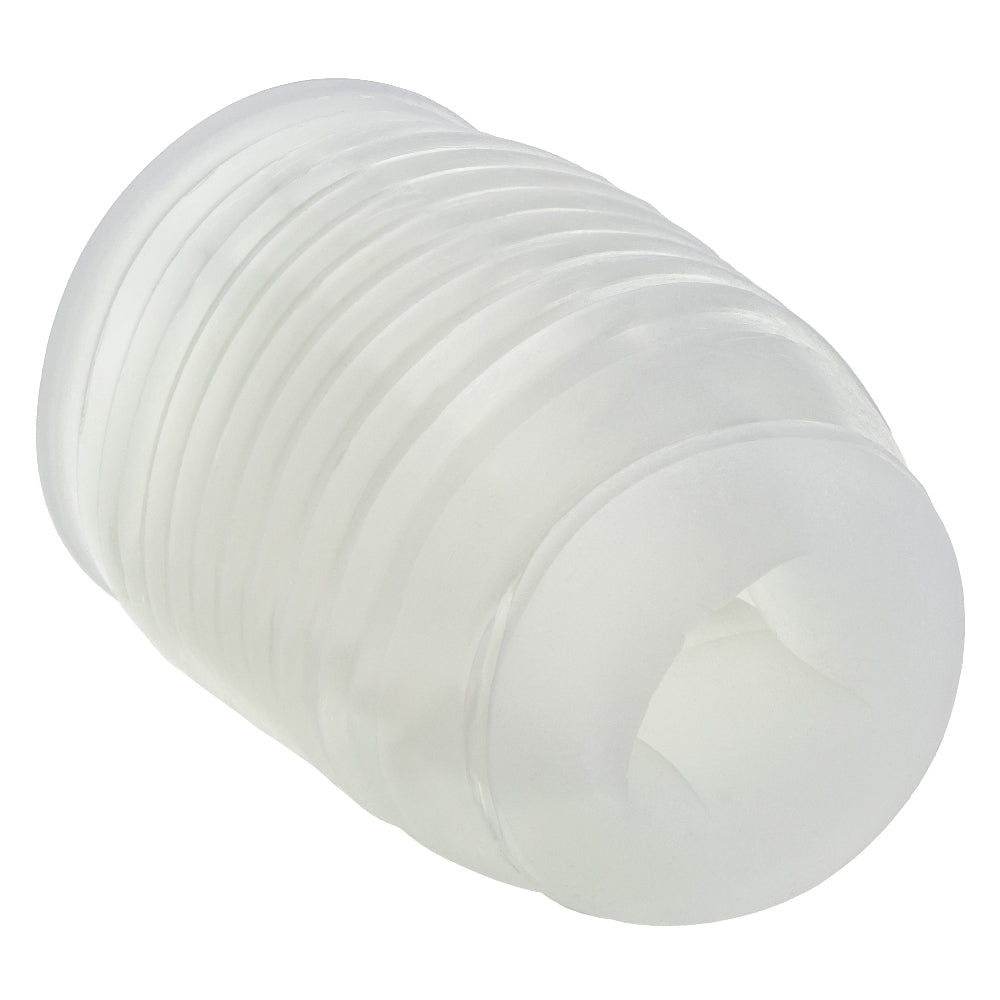 CalExotics Pop Sock Ribbed Stroker - Clear - Reversible Design with Ribbed Texture