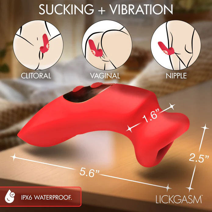 XR Brands Plump Kiss Sucking and Vibrating Clitoral Stimulator – Red