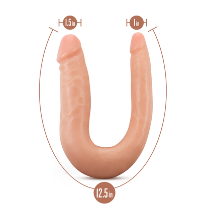 Dr. Skin Mini Double Dong - U-Shaped Toy for Double Penetration - Beige