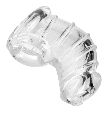 XR Brands Detained Soft Body Chastity Cage – Clear – Erection Restriction