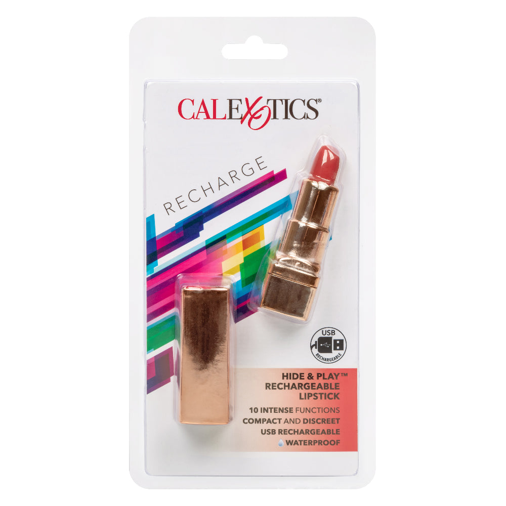CalExotics Hide and Play Rechargeable Lipstick Vibe – Pink – Multi-Function Waterproof