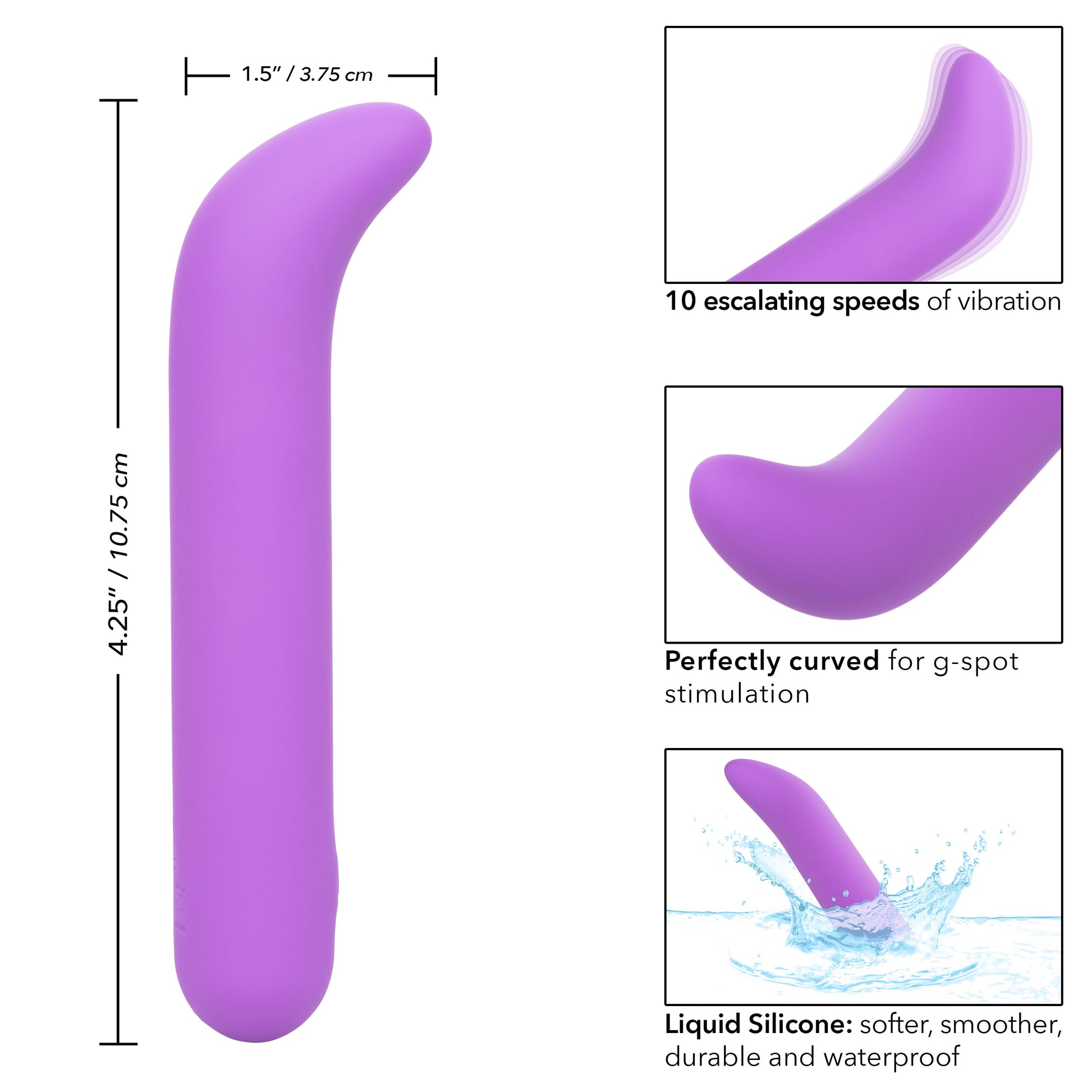 CalExotics Bliss Liquid Silicone Mini G Vibe – Purple – G-Spot Vibrator with 10 Speeds
