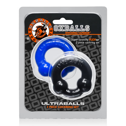 Oxballs Ultraballs 2-Piece Cockring Set - Black & Police Blue