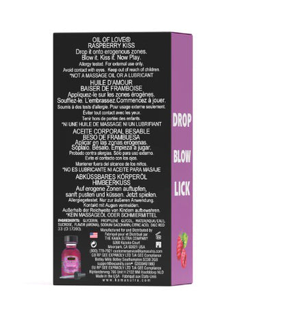 Kama Sutra Oil of Love - Raspberry Kiss - Kissable Foreplay Oil - 0.75 Fl. Oz.