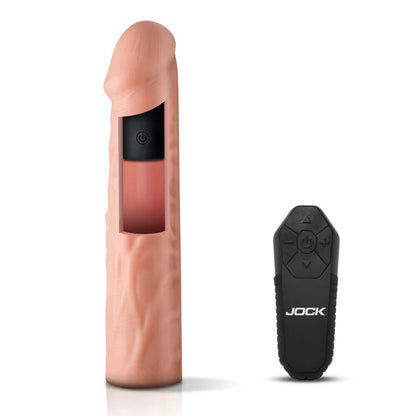 Curve Toys Jock Vibrating Penis Extension Sleeve - White - Realistic and Textured