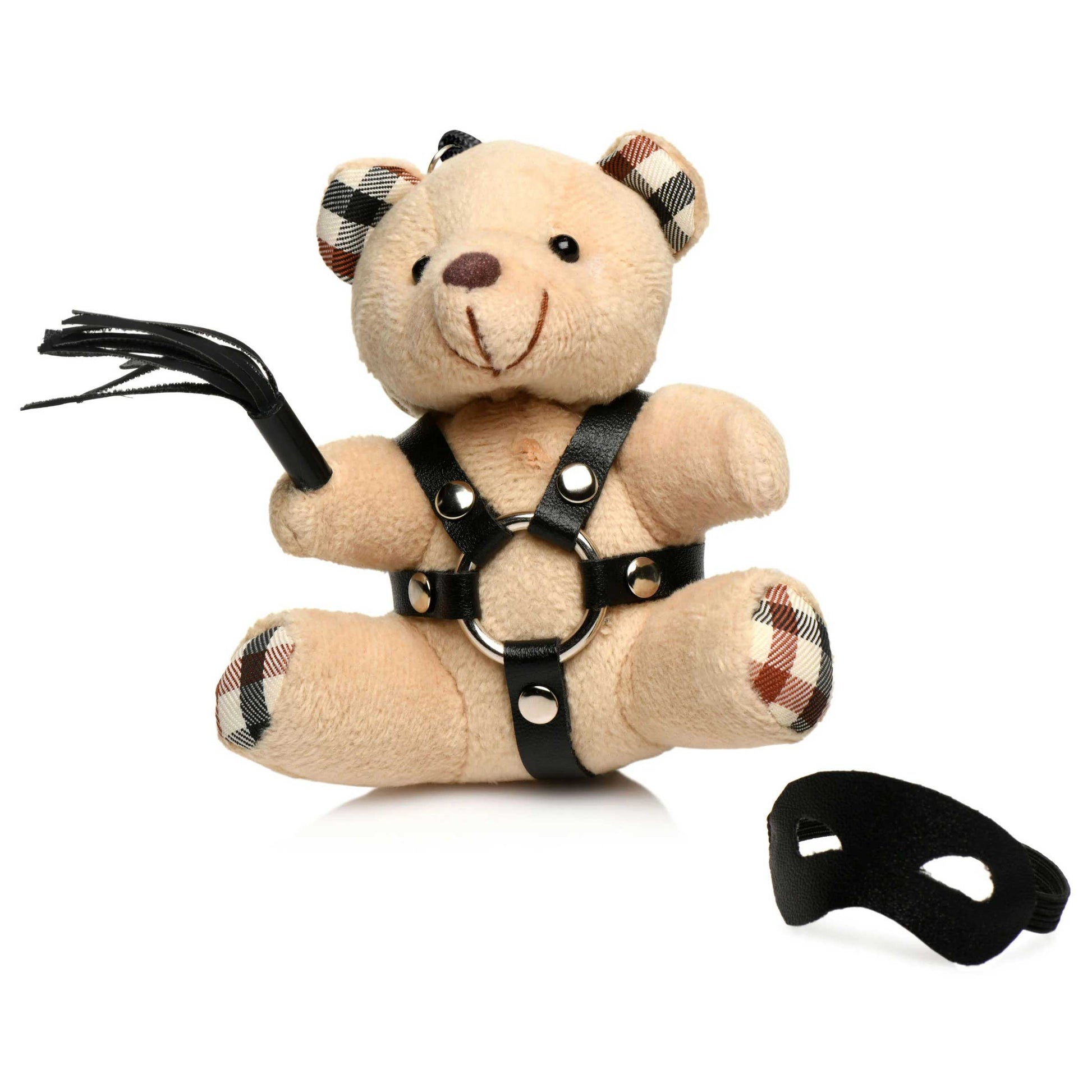 XR Brands Bondage Bear Keychain – Light Peach Color with Removable Eye Mask