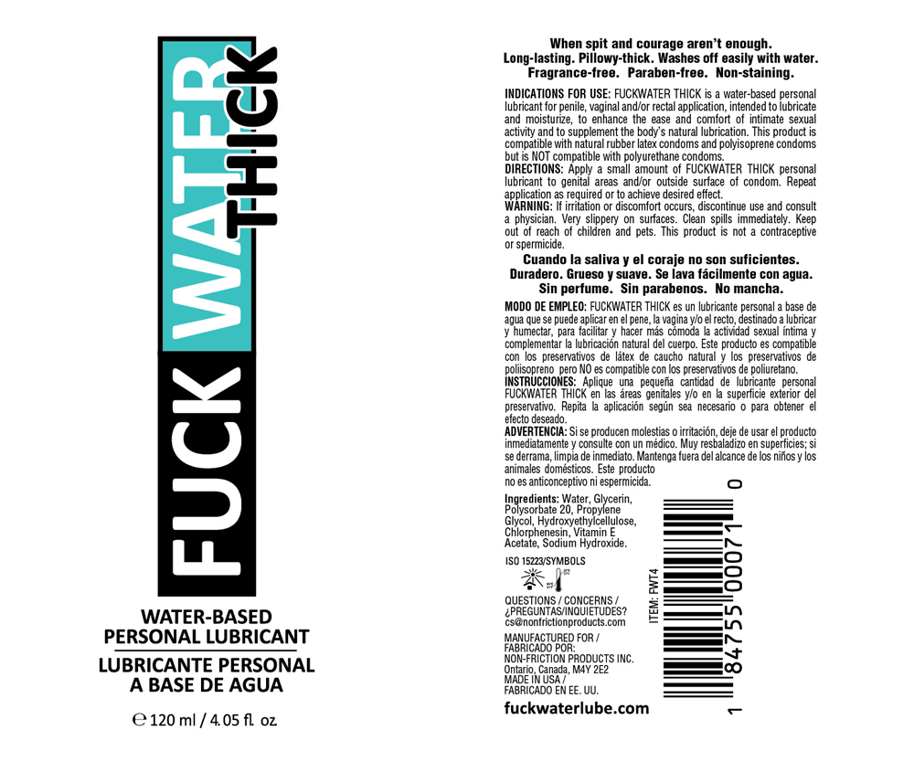Fuck Water Thick Water-Based Lubricant – Clear – 4oz