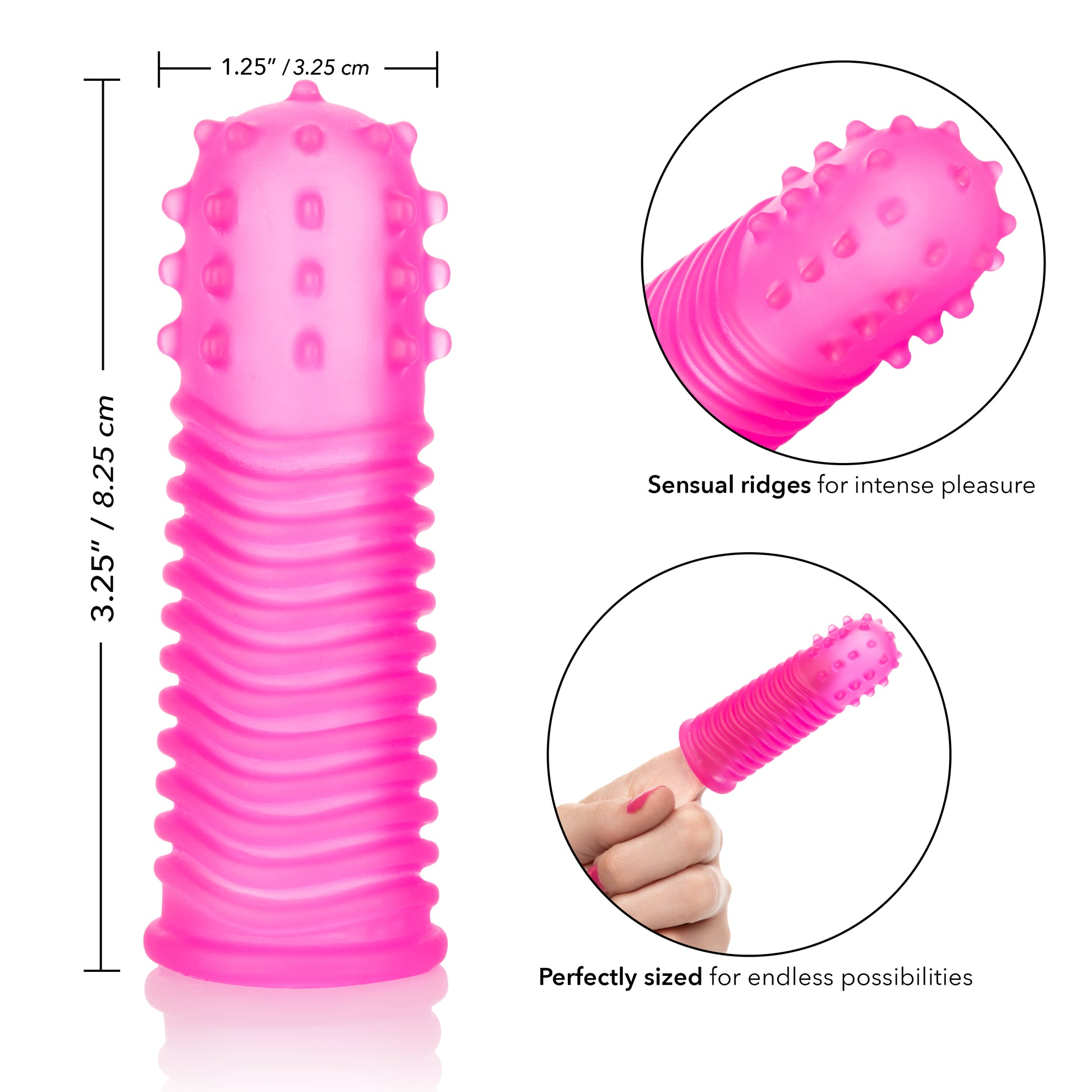 CalExotics Intimate Play Finger Tinglers – Pink – Flexible Ribbed Teasers