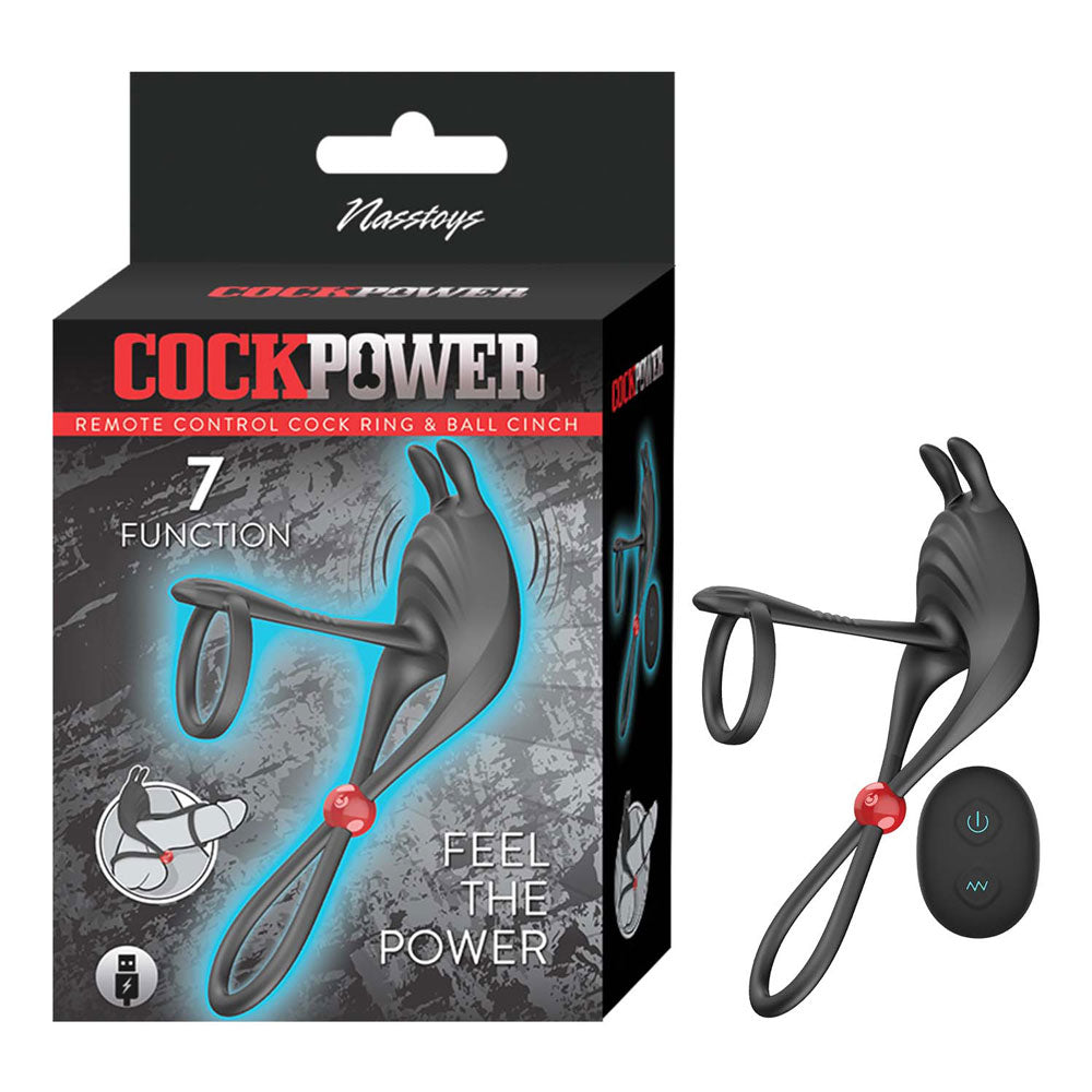 Nasstoys Cock Power Remote Control Cockring and Ball Cinch – Black