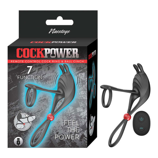 Nasstoys Cock Power Remote Control Cockring and Ball Cinch – Black