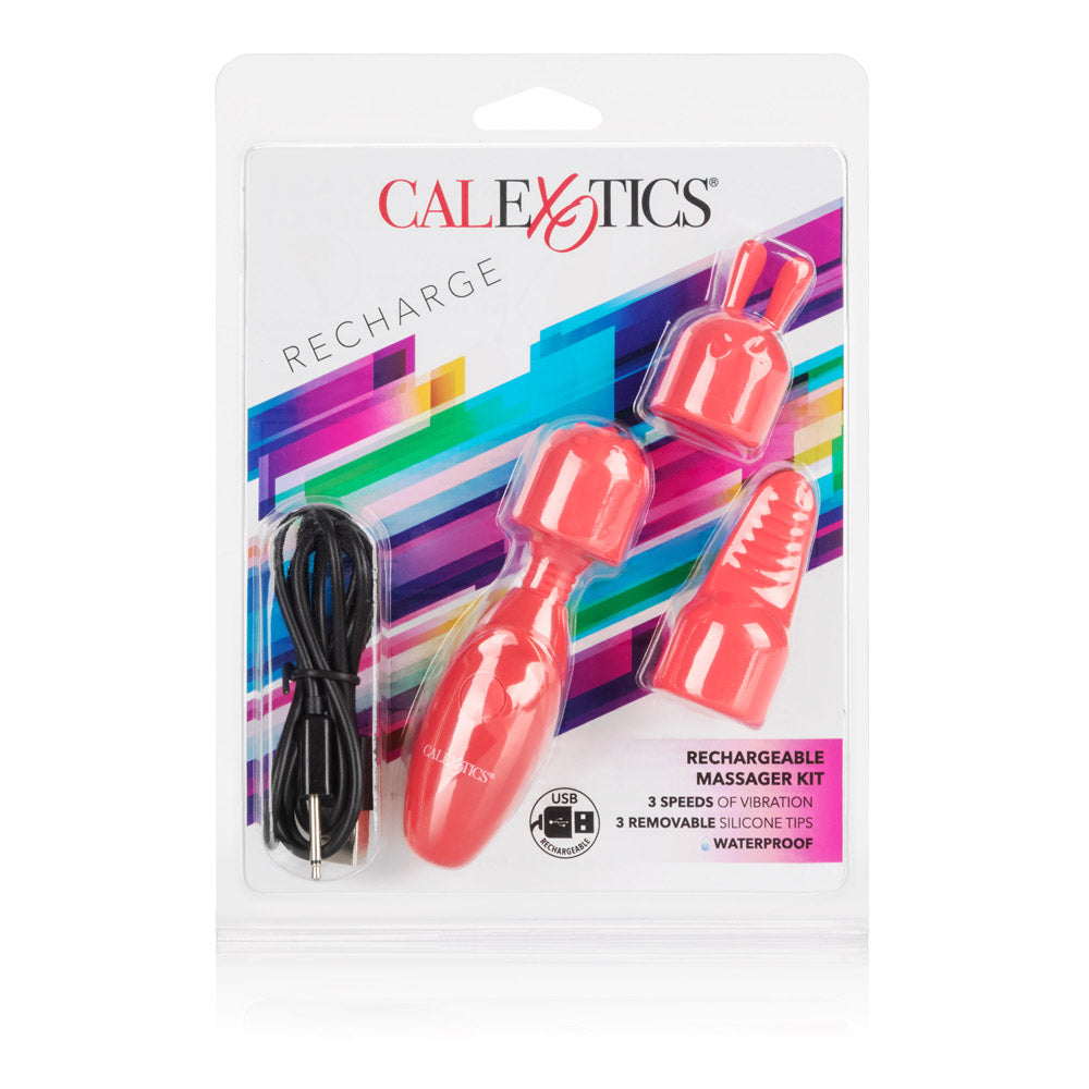 CalExotics Rechargeable Massager Kit with Multi-Speed Vibration - Pink