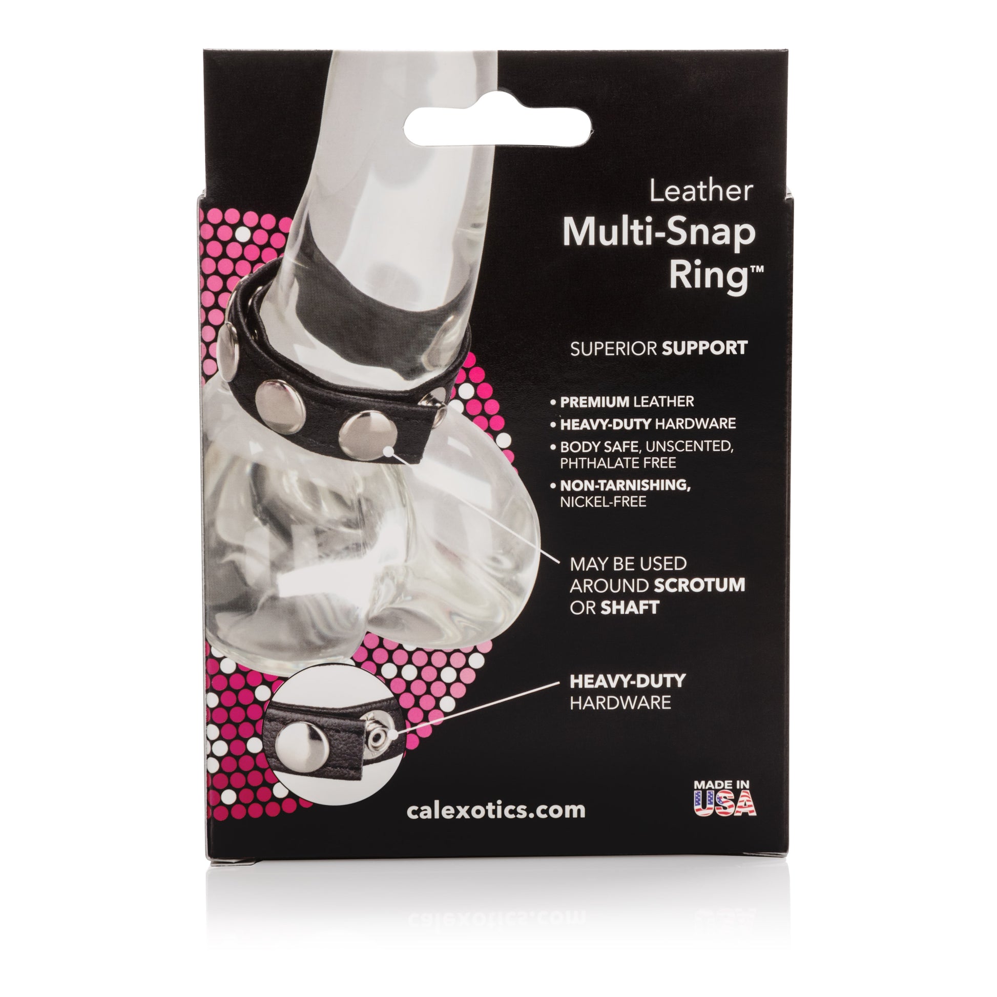 CalExotics Leather Multi-Snap Ring – Adjustable Black Leather Erection Enhancer