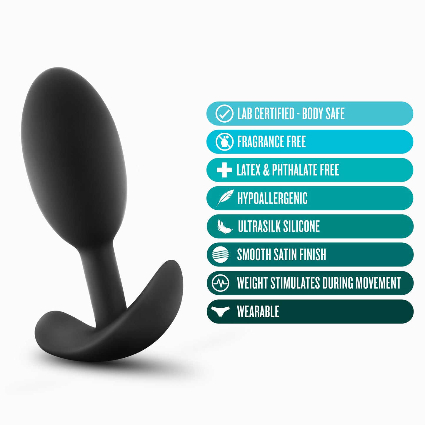 Anal Adventures Platinum Silicone Vibra Slim Plug - Medium - Black
