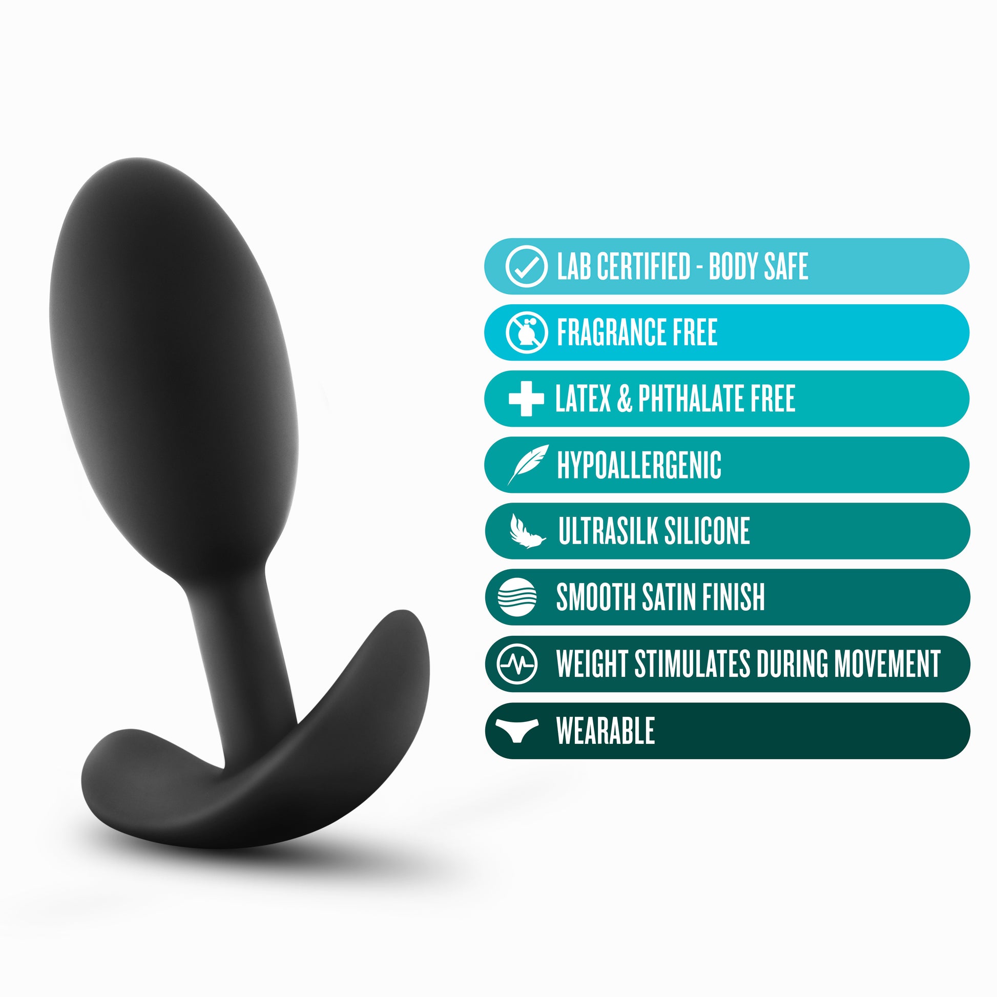 Anal Adventures Platinum Silicone Vibra Slim Plug - Medium - Black