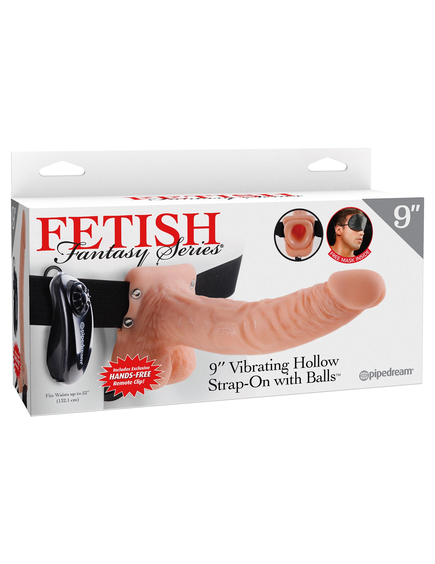Pipedream Fetish Fantasy Series 9 Inch Vibrating Hollow Strap-On with Balls - Flesh