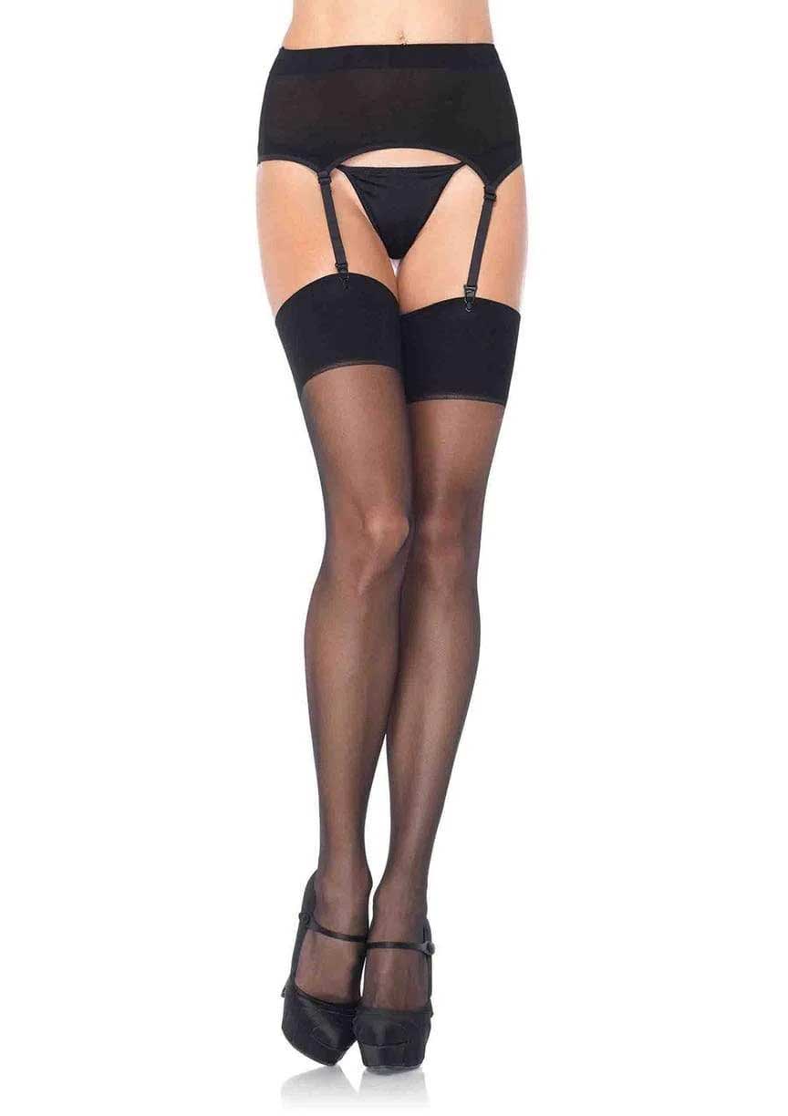 Leg Avenue Zara Plus Size Garter Belt and Stocking Set - Black