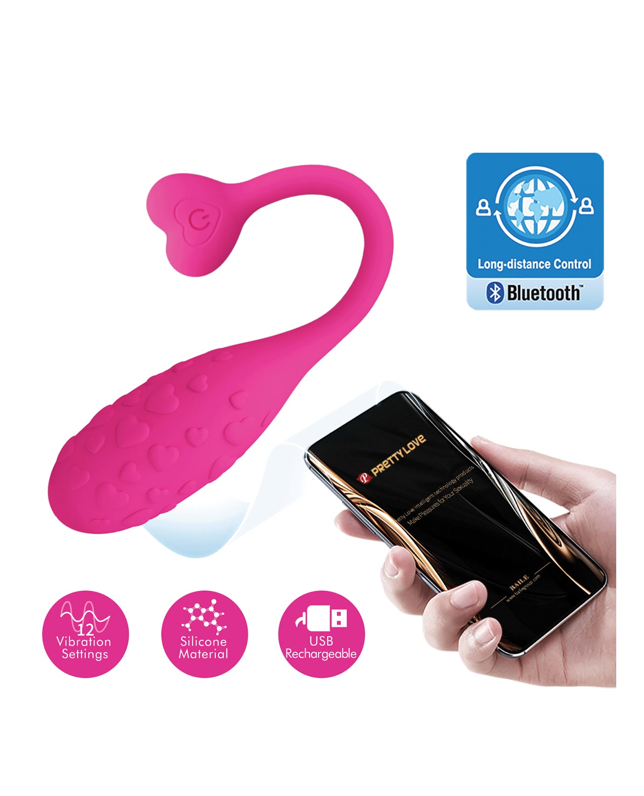 Pretty Love Fisherman App Controlled Vibrator – Pink