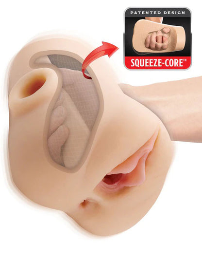 Pipedream Pdx Plus Double Pounder Vibrating Squeeze Stroker – Light Beige