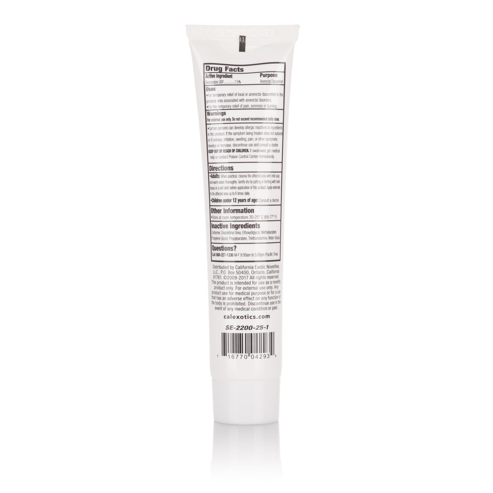CalExotics Tush-Eze Anorectal Gel – Maximum Strength, Unscented, 1.5 Oz
