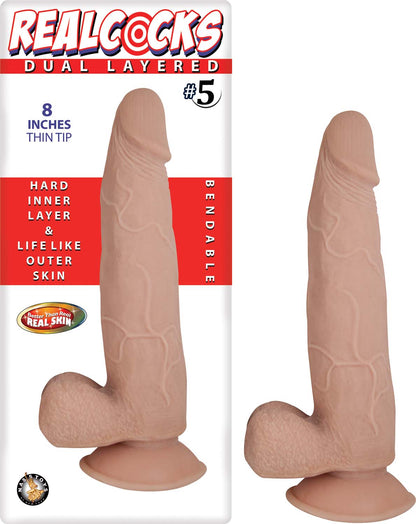 Nasstoys Realcocks Dual Layered #5 – Flesh Color Realistic Bendable Dildo with Suction Cup