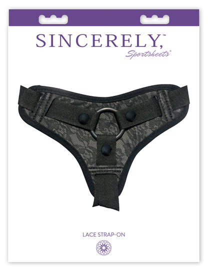 Sportsheets Sincerely Lace Strap-On Harness with Adjustable Fit – Black