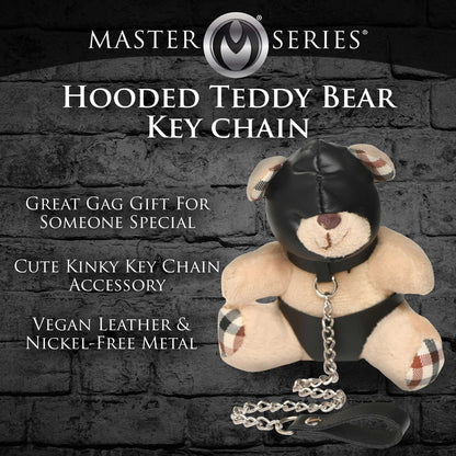 XR Brands Hooded Teddy Bear Keychain with Chain Leash – Light Peach