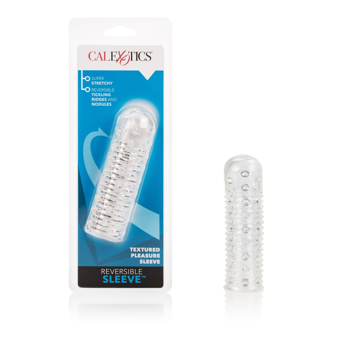 CalExotics Reversible Sleeve with Ridges and Pleasure Nodules - Clear