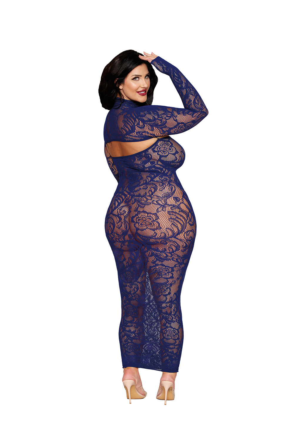 Dreamgirl Bodystocking Gown and Shrug - Curvy Size - Blue