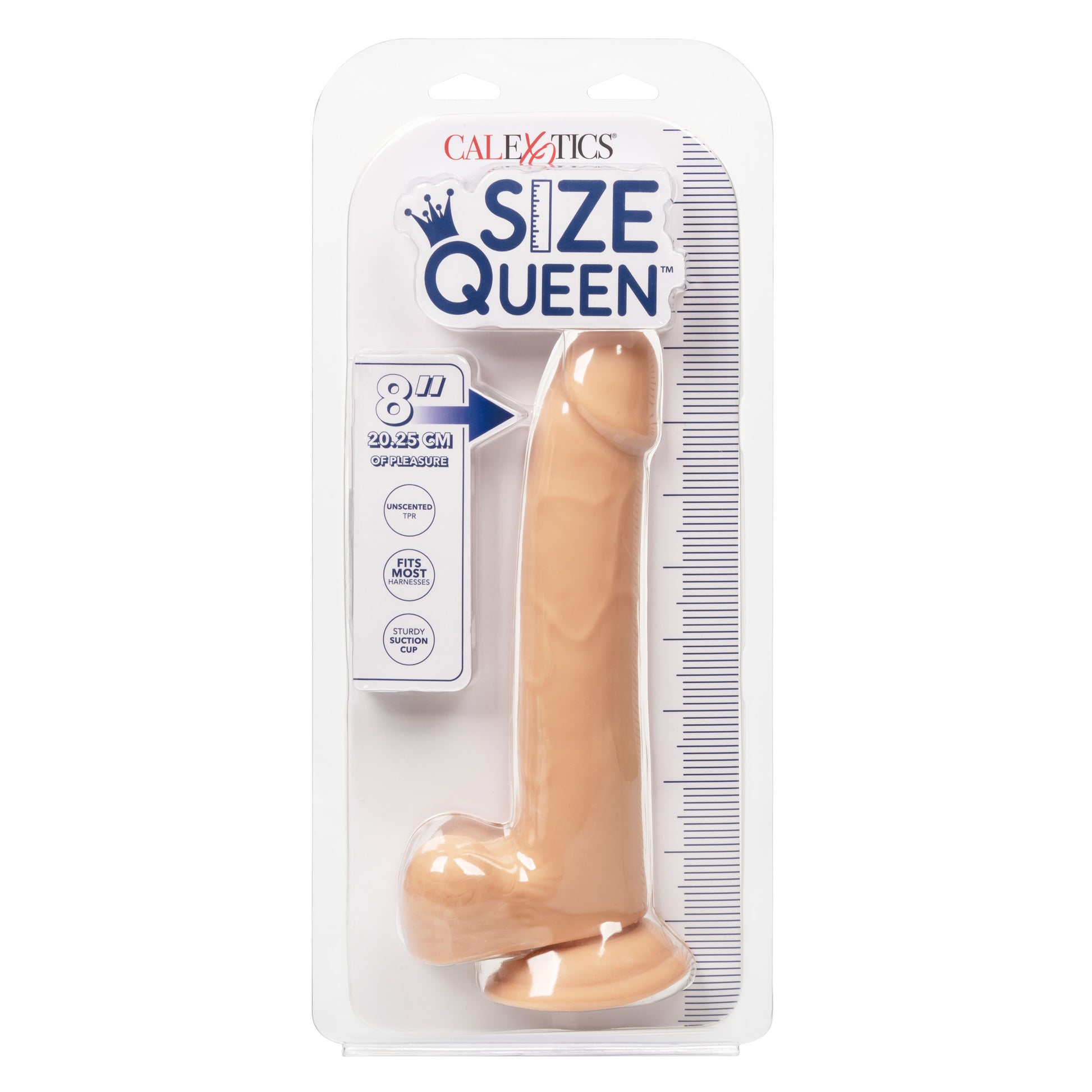 CalExotics 8-Inch Size Queen Realistic Dong with Suction Cup – Beige