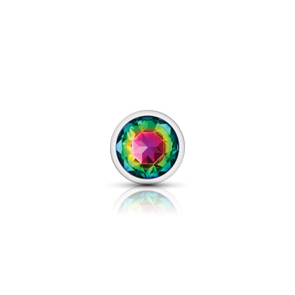 Cheeky Charms Rainbow Round Gem Medium Anal Plug – Silver