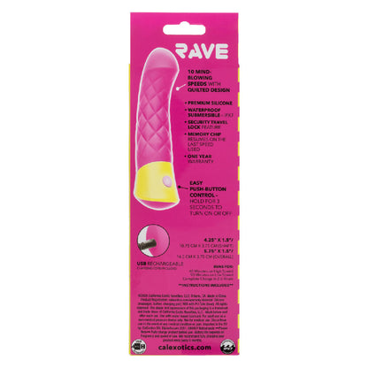 CalExotics Rave Quilted G Massager – Pink – 10-Speed, Waterproof