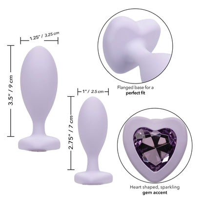 CalExotics Love Crystal Booty Duo - Purple Anal Plug Set with Graduated Sizes