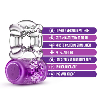 Blush Play With Me Pleaser Rechargeable C-Ring - Purple - Multi-Function